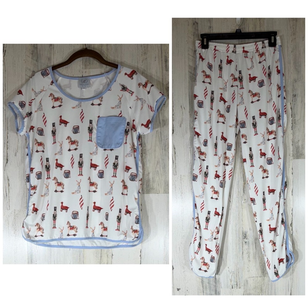 Little Lamb & Co Pajama Set Small White Nutcracker Vintage Toy Holiday Sleepwear